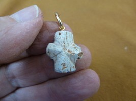 CR502-73) 3/4&quot; Fairy Stone Pendant CHRISTIAN CROSS Staurolite Crystal Go... - $21.49