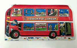 Vintage Souvenir of London Red Double Decker Bus Zip Pencil Bag 1980s England - £11.07 GBP