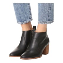 MADEWELL The Brenner Boot in Black Leather Ankle Booties Stacked Heel Si... - $433.16 MXN