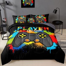 6 Pieces Gamer Comforter Set For Boys Gaming Bedding Set Full Size,Video Game Co - $98.99