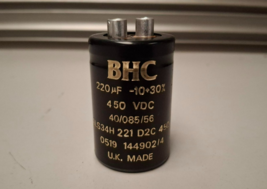 BHC MOTOR CAPACITOR  220MFD/220UF, 450VDC, 40/085/56 [USED] - $183.09 MXN
