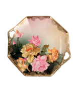 Antique 2 Handled Serving Dish with Roses and Gold Accents VGC - $355.23 MXN