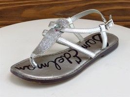 Sam Edelman Sz 13 Shoes Girls Youth Gladiator Silver Leather Buckle - £16.95 GBP