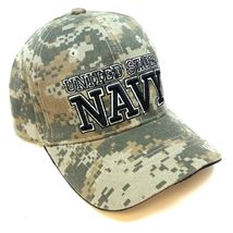 USN United States Navy Text Logo Digital Camo Curved Bill Adjustable Hat - £16.37 GBP