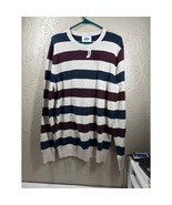 NWT Old Navy Men&#39;s Crewneck Rugby Sweater White Burgundy Navy Size Large - $21.95