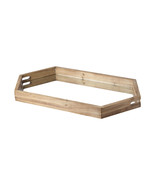 19&quot; Natural and Brown Hexagon Wood Indoor Outdoor Tray With Handles - $147.86