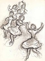 Artebonito - Marc Chagall Sketch 2&quot; Lithograph Paris Opera 1966 - £47.85 GBP