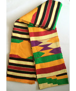 African Kente Scarf Handwoven Ghana Sash Asante Stole African Art Textil... - $41.05 CAD