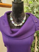 Spense Women&#39;s Purple Solid Polyester Cowl Neck Sleeveless Knee Length Dress 14 - £25.94 GBP