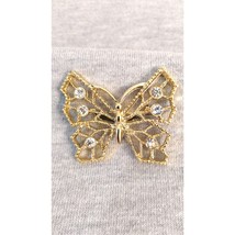 Vtg 1980s Gerrys Brooch Lapel Pin Butterfly Clear Rhinestones Gold Tone Metal - £15.58 GBP