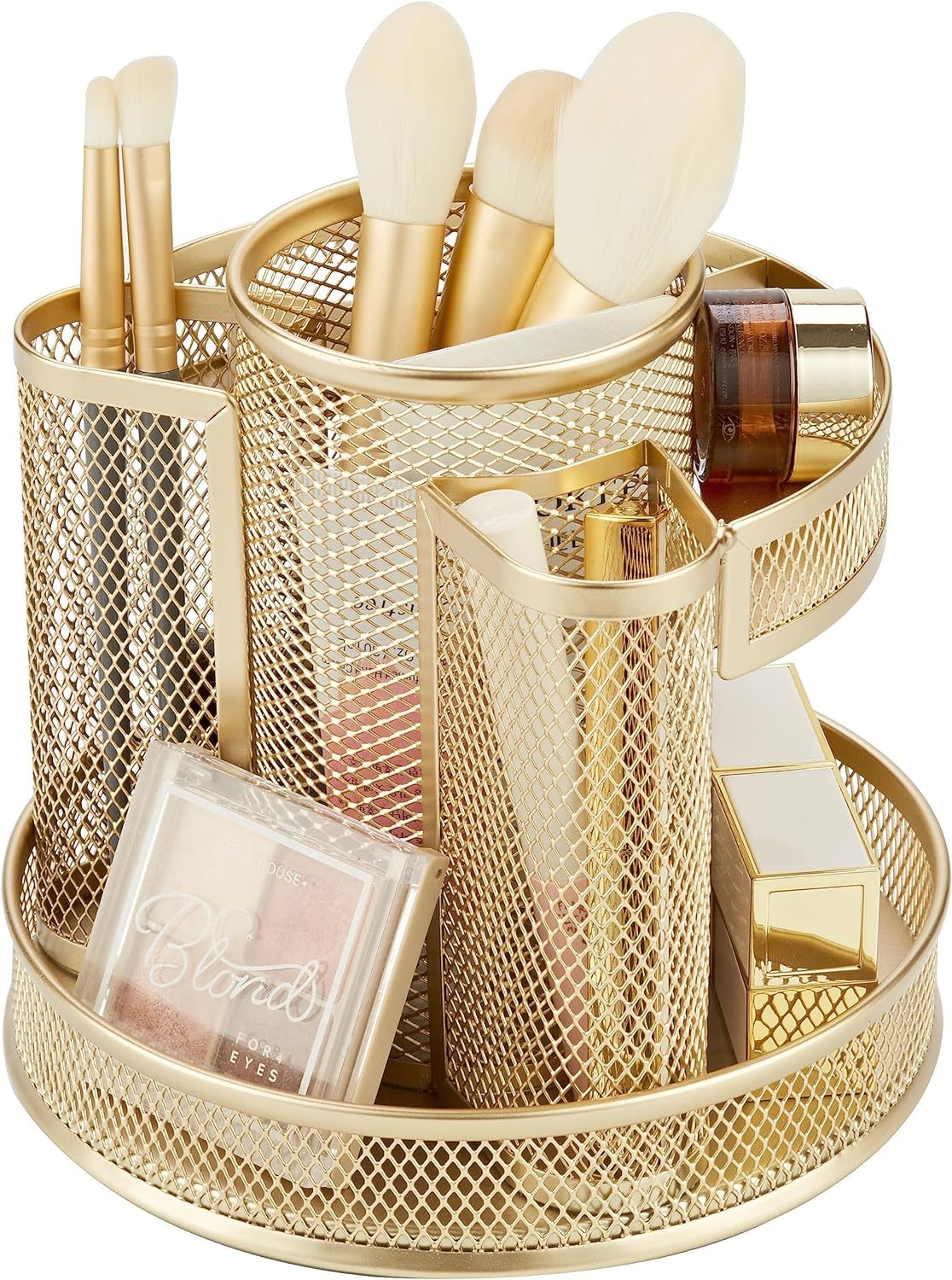 Annova Mesh Desk Organizer Rotate With 5 Compartments Round Spinning Tid... - $32.99