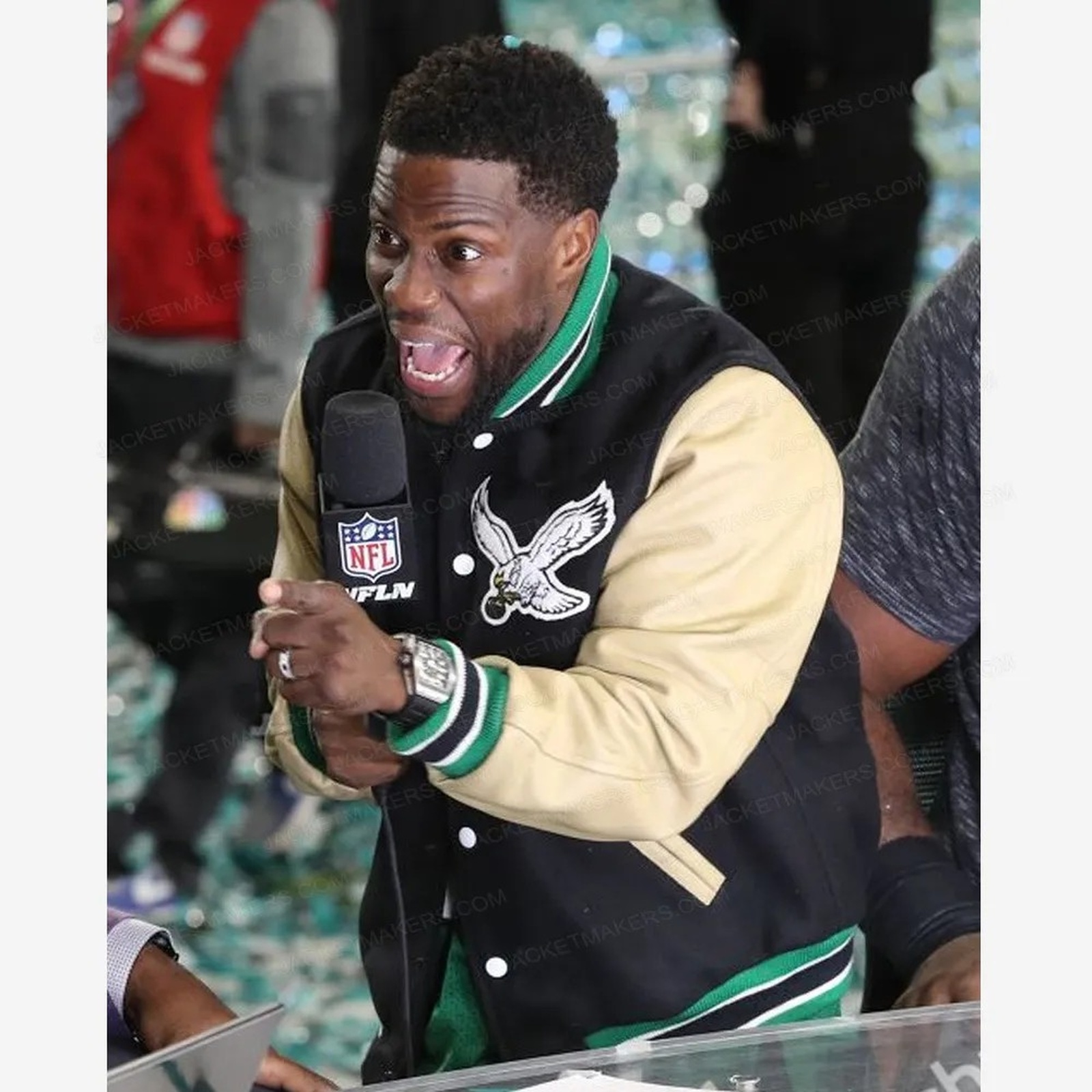 DSHARKS Black Wool And Genuine Leather Sleeves Varsity Jacket Item image 5