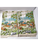 Vtg PAIR Seaside Village Linen Kitchen Towels Parisian Prints Blue Orang... - $674.75 MXN