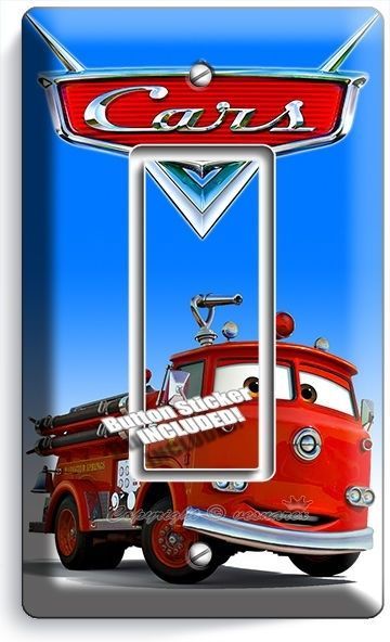 CARS RED FIRE TRUCK SINGLE GFCI LIGHT SWITCH WALL PLATE COVER BOYS BEDROOM DECOR