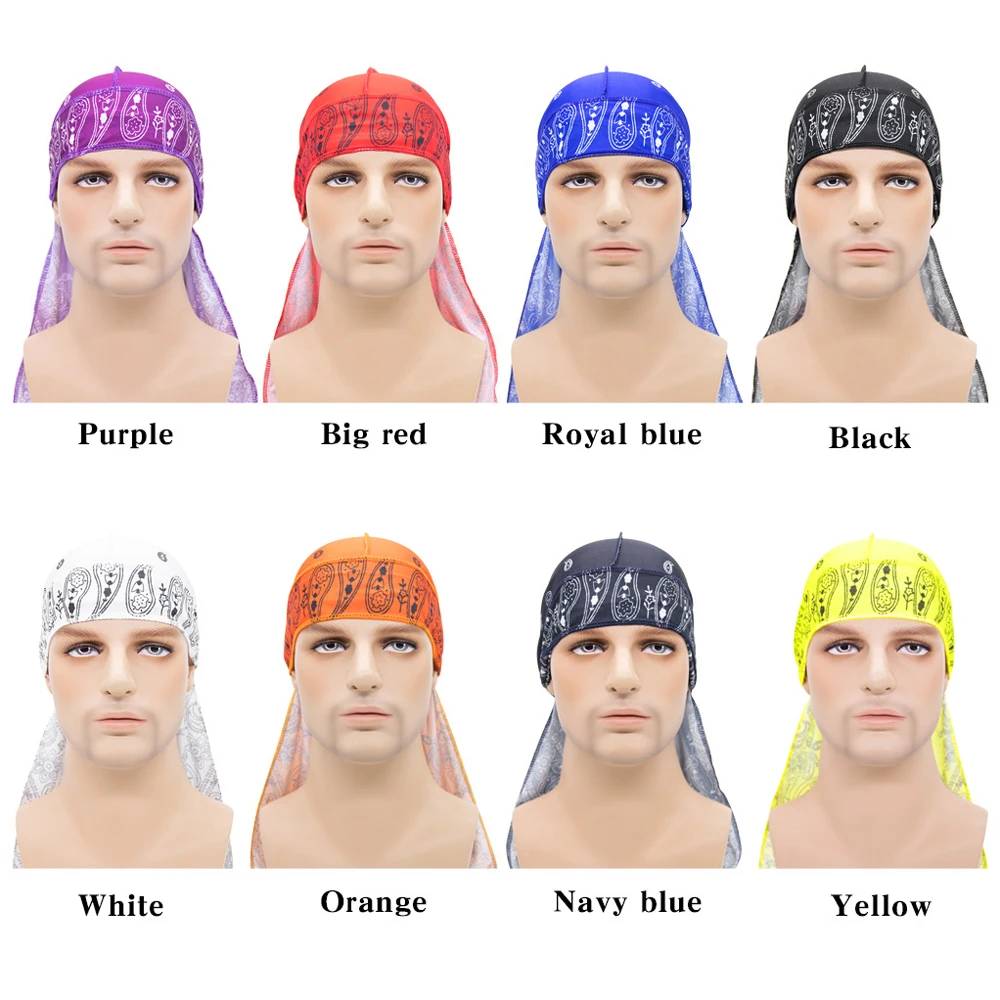 Sporting Amoeba Durags Wrapped Hats Pirate Caps Long SAs Tail Doo Rags Turbans w - £18.48 GBP