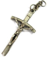 Crucifix Cross Charm Pendant Silver Tone Patina Vintage - £11.67 GBP