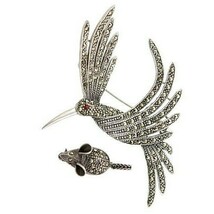 Vintage Sterling Marcasite Argento Decorato Adorabile Uccello &amp; A Piccol... - $1,826.08 MXN