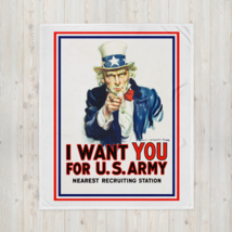 1917 UNCLE SAM US Army WW1 Recruiting Poster Custom 50&#39;&#39; x 60&#39;&#39; Throw Blanket - £38.23 GBP