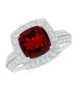 ANGARA 3.17 Ctw Twisted Rope Cushion Garnet Halo Ring for Women in Platinum - $3,680.10