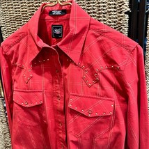 Cruel Girl Shirt Womens Small Red Western Rodeo Button Snap Cowgirl Longsleeve - £9.93 GBP