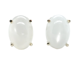 14k White Gold Large Oval Genuine Natural Moonstone Stud Earrings 11.20c... - $1,133.55
