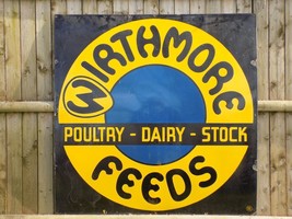 Vintage Wirthmore Feeds Poultry Dairy Stock Porcelain Sign - $12,087.08 MXN