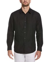 Cubavera Mens Dobby Textured Tuck Panel Long-Sleeve Shirt Quiet Shade Bl... - £31.44 GBP