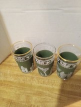 Vintage Jeanette Glass  Green Hellenic Juice Glasses  - $21.78