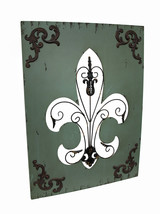 Scratch &amp; Dent Distressed Finish Decorative Fleur De Lis Cut Out Wall Hanging - £19.39 GBP