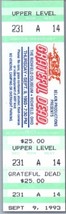 Grateful Dead Mail Away Untorn Ticket Stub Septiembre 9 1993 Richfield Ohio - £65.38 GBP
