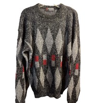 Scandia Vintage Men’s S Gray Red Argyle Long Sleeve Pullover Acrylic Swe... - $29.70