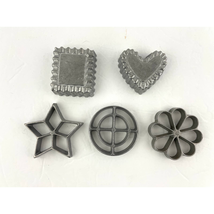 VTG Set of 5 Cookie Rosette Iron Molds Metal Heart Star Flower Square Pr... - £20.86 GBP