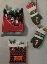 Santa Sleigh Fireplace Mitten Xmas Stocking Tree Skirt Place Mat Crochet... - $9.99