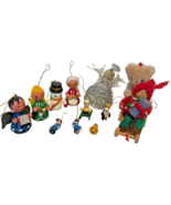 Pipe Cleaner Angel Mini Wooden Christmas Tree Ornaments Hand Painted Vtg... - $372.92 MXN