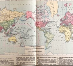 Map Of The World 1884 Principal Industrial Pursuits Victorian Lithograph DWP3D - £47.78 GBP