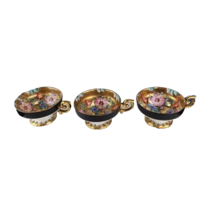 Vintage Black Lenwile China Ardalt Japan 1950s Hand Painted Tea Cups Lot of 3 - £51.79 GBP