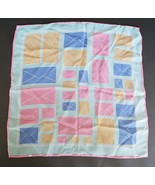 Vtg chiffon square ladies scarf with multi color envelopes design - $13.86 CAD