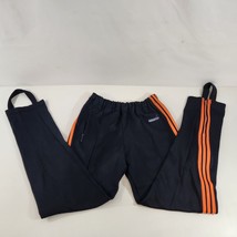 Adidas Track Gym Pants 1980 Orange 3 Stripe Mens Size Small w/ Foot Straps - £77.08 GBP