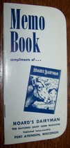 1968 VINTAGE HOARDS DAIRYMAN  ADVERTISING MEMO BOOK FARM COW - $4.94