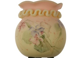 c1890 Mt Washington Burmese vase hand painted with rigaree - $673.20