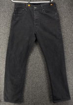 Levi&#39;s Mens 501 Jeans 36x34 Regular Fit Dark Wash Denim Button Fly Black... - £19.46 GBP