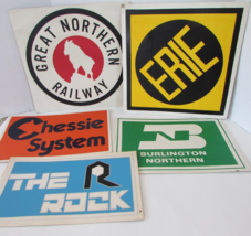 Asst of Vintage Cardboard Railroad Signs 12&quot;W Chessie Erie GN Burlington... - £9.70 GBP