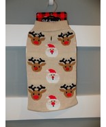 WOOF Reindeer Snowman Beige Knit Sweater Pet Sweater Size L NEW - £16.07 GBP
