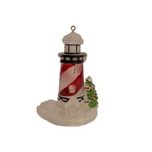 Acrylic Lighthouse Ornament / String Light Cover Figure 4” T Frosted Red &amp; White - £5.53 GBP