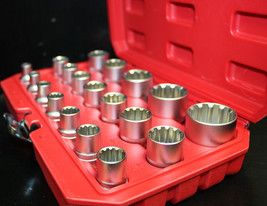 19pc 1/2&quot; Dr.  Spline Gear Lock Multi Bit Socket Set 8-32mm CR-v  Metric - £23.74 GBP