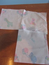 lot of 20 quilt squares pink/blue  bears bunny girafee 6x6&quot;  cotton  fabric - £6.47 GBP