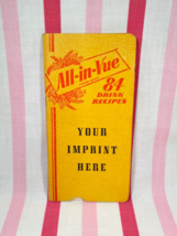 Vintage Circa 1940&#39;s All-in-Vue 84 Drink Recipes Booklet • Rare Salesman... - £45.16 GBP
