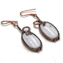 Blue Lace Agate Ethnic Copper Wire Wrap Drop Dangle Earrings Jewelry 2.30&quot; SA 96 - £3.93 GBP