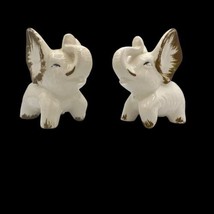 Vintage Elephant Gold Trim Porcelain Figurines 2.5&quot; Set of 2 Japan GUC - £15.07 GBP