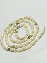 Fresh Water Rice Pearl 585 Gold Strand 14k Beaded Accents 17” Necklace - £78.36 GBP